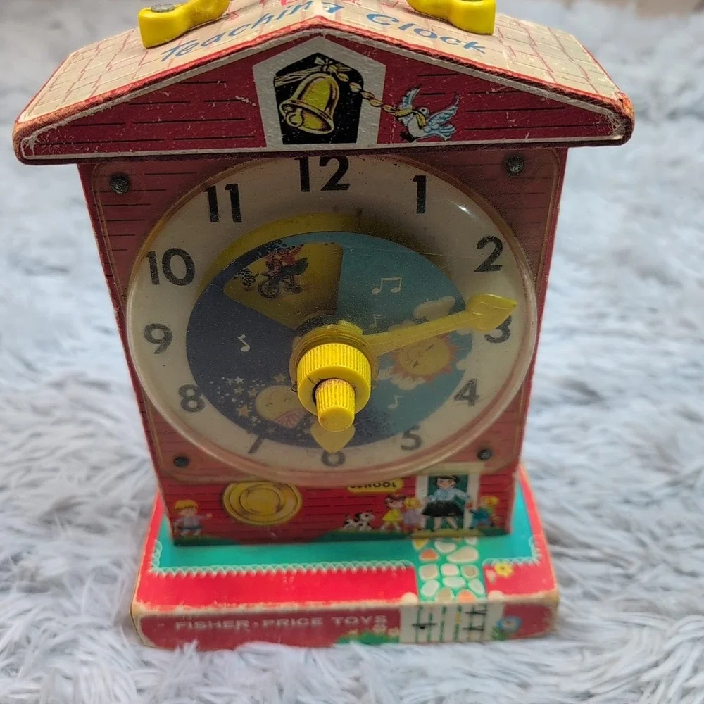 Vintage 1968 Fisher Price Music Box Teaching Clock Works #998 Japan USA